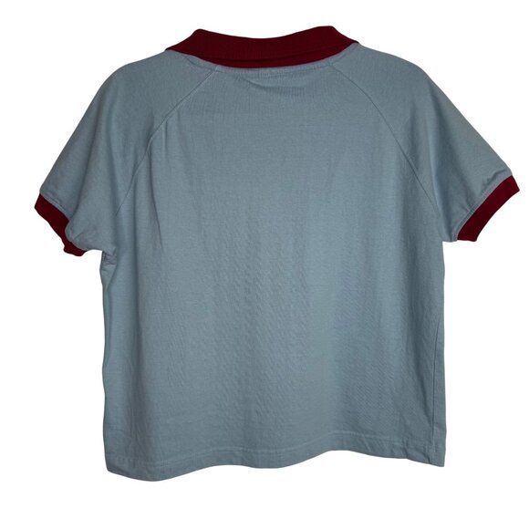 Vintage Preppy Aesthetic B.U.M. Equipment Blue Polo Shirt With Red Collar & Trim - Picture 5 of 7